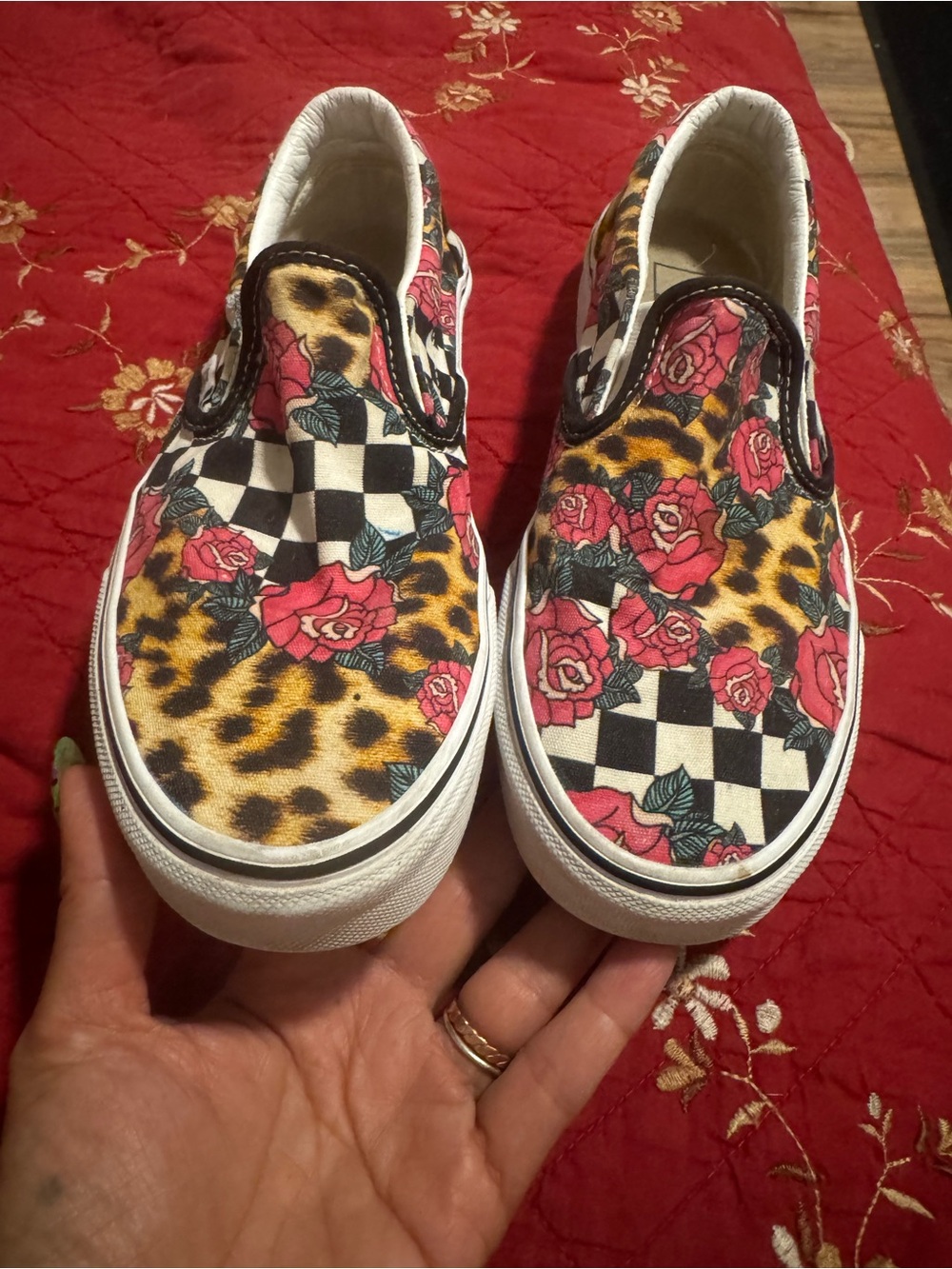 Vans with Pink Rose & Leopard Print